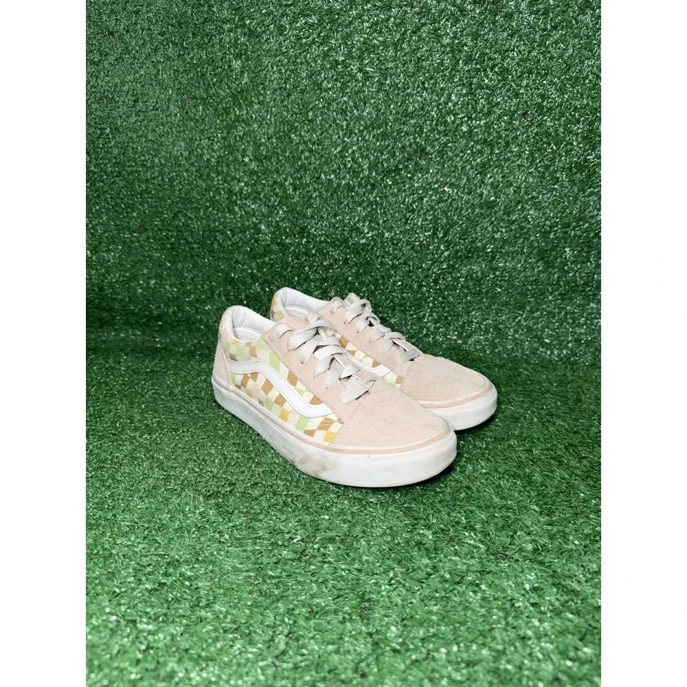VANS‎ Old Skool Pink Checkerboard Sneakers Skate Shoes Womens 4.5 Boys 3